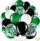 60 Pcs 12 Inch Balloons Kit Confetti Latex Metallic Balloons with 2 Rolls Ribbon Party Favor for Memorial Day, Birthdays, Fourth of July, Halloween Decorations(Black, Green, White)